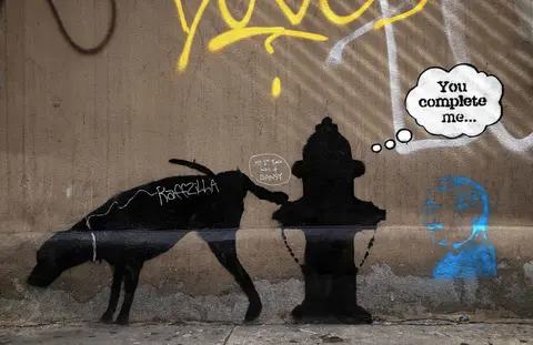Banksy dog fire hydrant you complete me