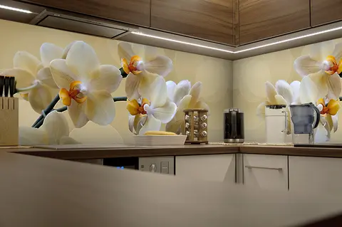 Panel Szklany Do Kuchni Kremowe Orchidee