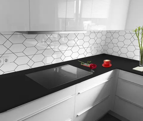 Panel Szklany Biały Wzory Geometryczne