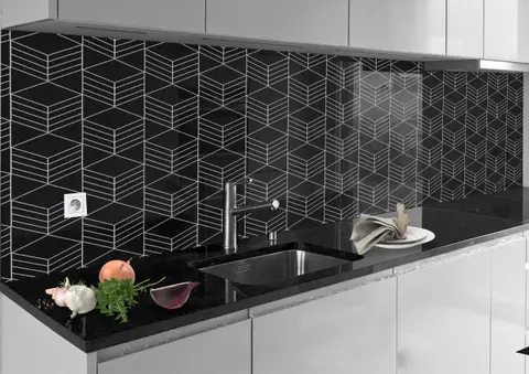 Panel Szklany Czarny Wzory Geometryczne