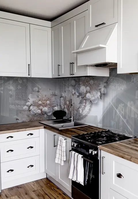 Panel Szklany Do Kuchni Kwiaty W Stylu Vintage