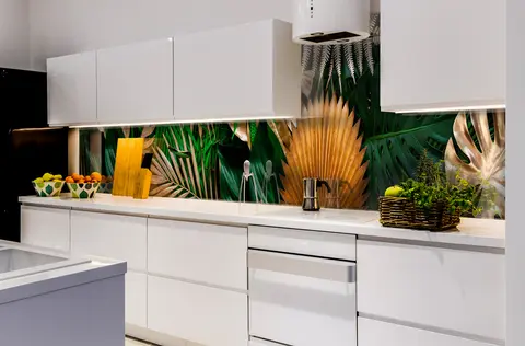 Panel Szklany Do Kuchni Liście Palmy I Monstera