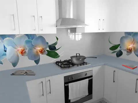 Szklany Panel Do Kuchni Niebieskie Orchidee
