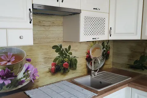 Szklany Panel Drewno Filizanki