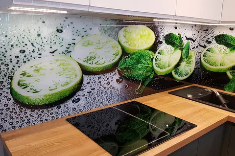 Szklany Panel Limonki Kuchnia