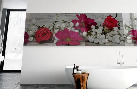 Panel Szklany Łazienka Kwiaty Róże 2