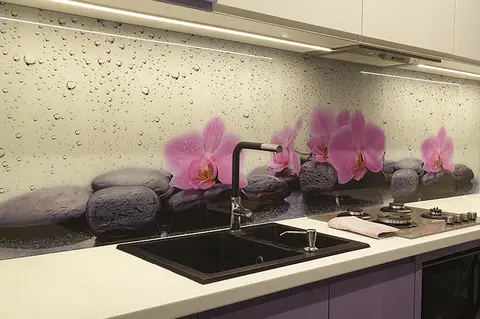 Panel Szklany Kuchnia Orchidee Kamienie